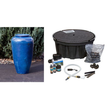 Closed Top FNT3631 Ceramic Vase Complete Fountain Kit Vase Fountain Blue Thumb